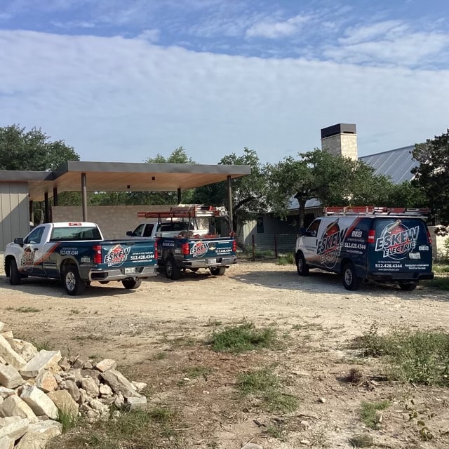 Service vehicles at job site